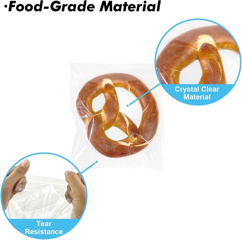 EKAPACKAGING Clear 6x9 Inches 200Pcs Self Sealing Cellophane Cookie Bags Christmas Treat Individual Party Favor Bag Plastic Sealable Small Goodie Cello Snack Gift Packaging with Seal - Image 5